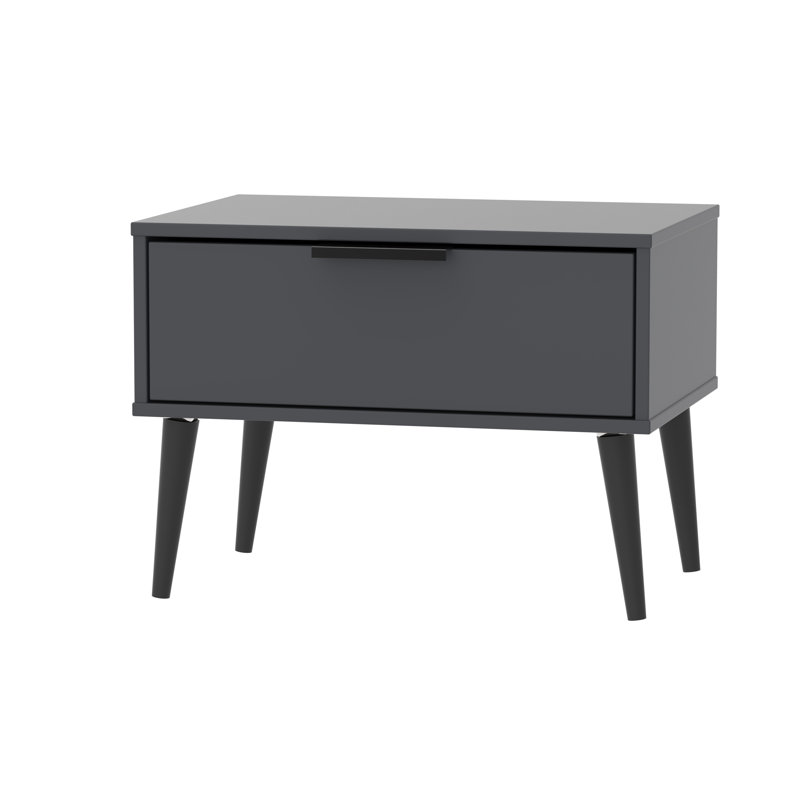 Fully Assembled Euart 1 Drawer Bedside Table, Black/Graphite