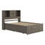 Grand lit plateforme avec tête de lit à rangement et 8 tiroirs, lit plateforme en bois