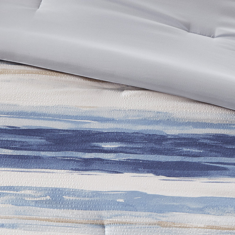 Full Blue Microfiber 8-Piece Comforter and Quilt Set