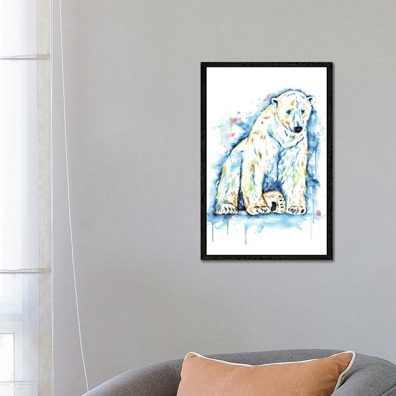 Polar Bear - Solitude by Lisa Whitehouse - Painting on Canvas, Black Framed Canvas, 101.6 cm H x 66.04 cm W