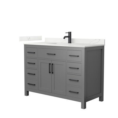 Meuble-lavabo simple autoportant 48 po avec plateau en quartz Beckett