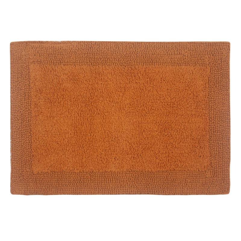 Bruss Luxury Solid Color Bath Rug Reversible, 17" W x 24" L, Terracotta