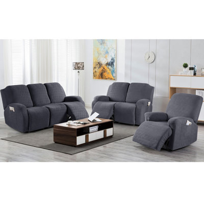 1-2-3 Seat Stretch Recliner Sofa Slipcovers Recliner Chair Covers With Pockets