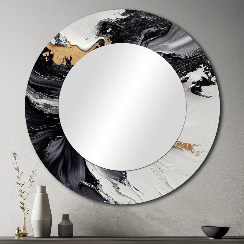Abstract Perspective Of The Dark And The Light I - Modern Wall Mirror Art - Printed On Metal, 36" x 36"