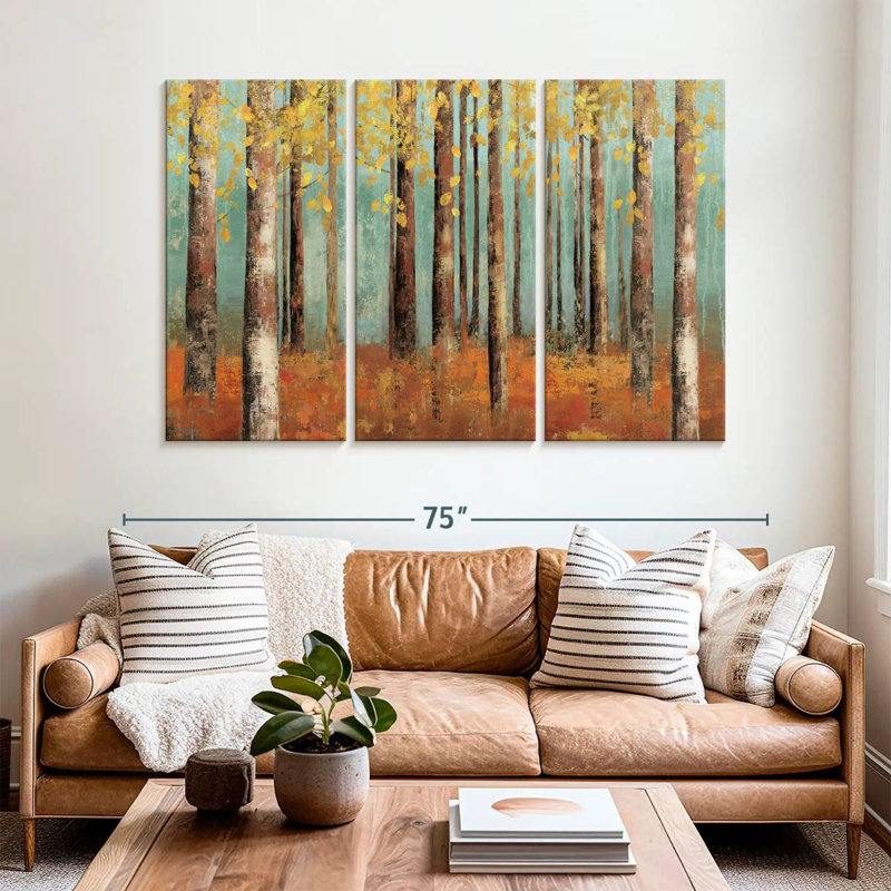 Harnek Teal Birch, 42" H x 65" W
