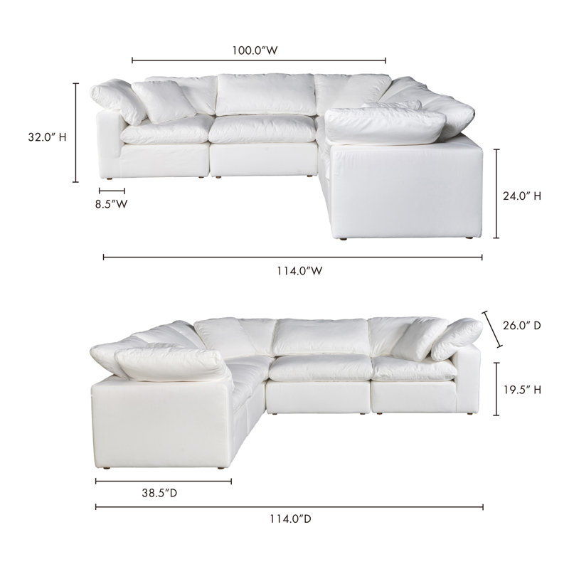 Canapé modulaire en tissu performance 5 pièces Armand, Blanc Livesmart® blanc