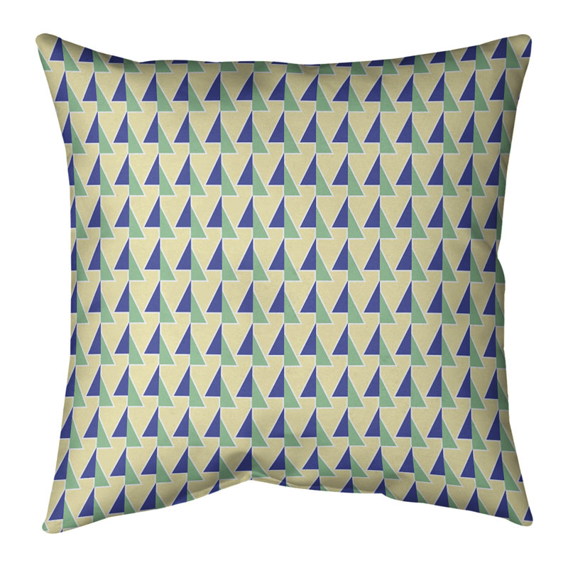 Motif de flèches décalées Coussin décoratif, Bleu jaune / vert, H 18 po x l 18 po, Bourre en polyester
