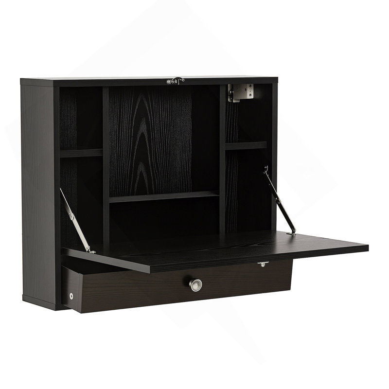 Bureau mural avec tablettes de rangement, bureau flottant