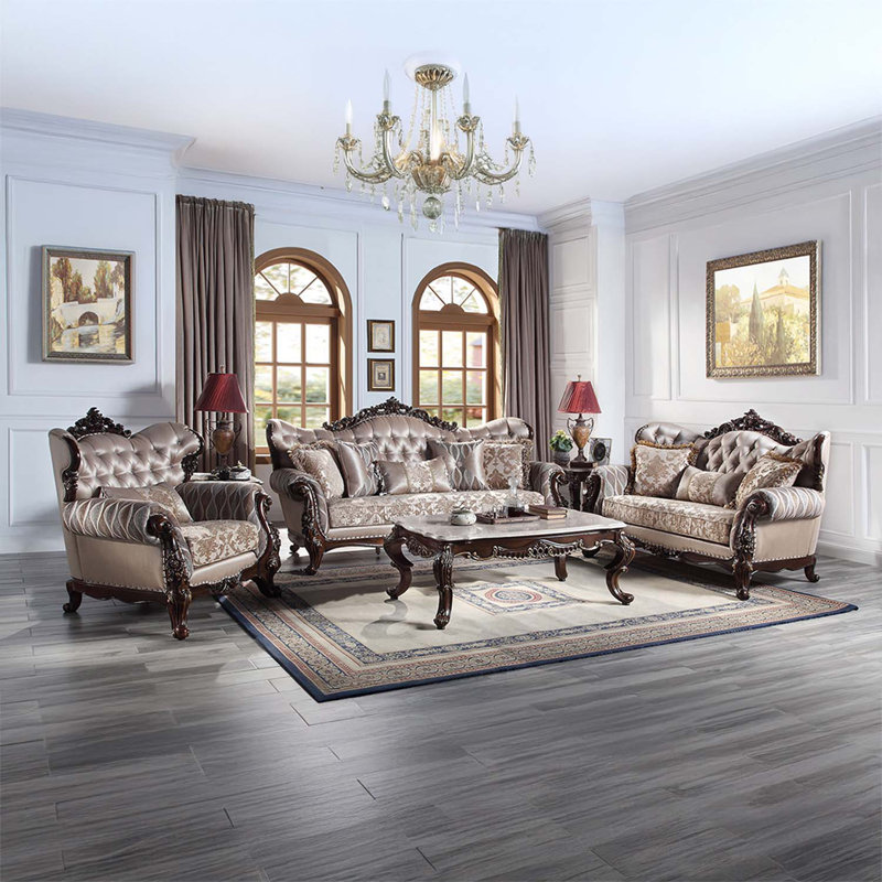Chaise Benbek avec coussin, tissu et finition chêne antique