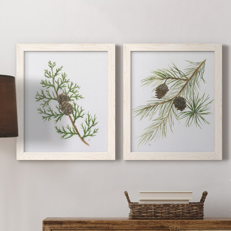 Winter Botanical III - ensemble de 2 reproductions d'art, H 20 po x l 17 po x P 1 po, Toile blanche encadrée, Pas de tapis