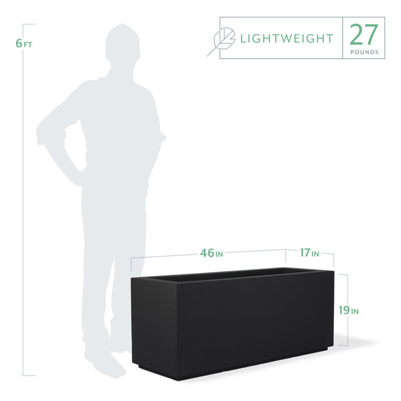 Milan Tall Polymer Box, 19"H x 46"W x 17"D, Black