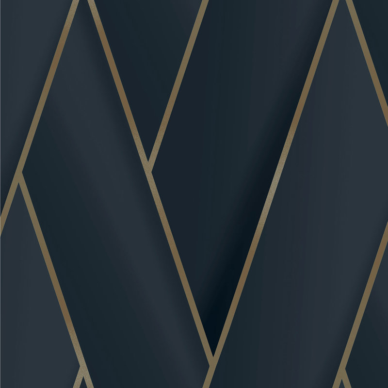 Rouleau de papier peint texturé L 33 pi x l 20,9 po Kora, Bleu marine / or poli