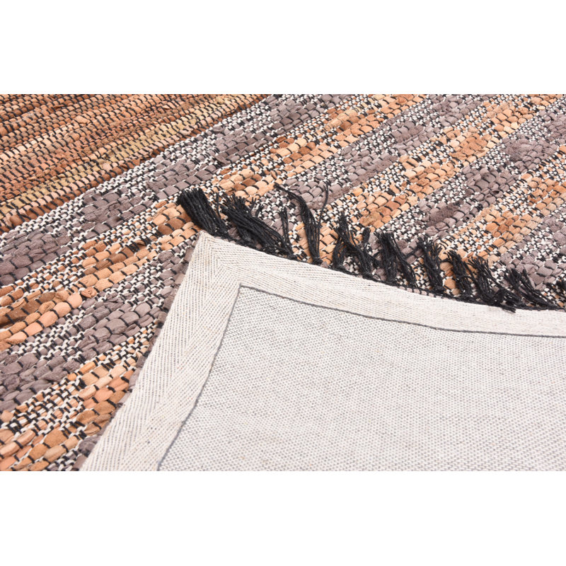 Encarnacion Leather Geometric Indoor Rug, Rectangle 9' x 12'