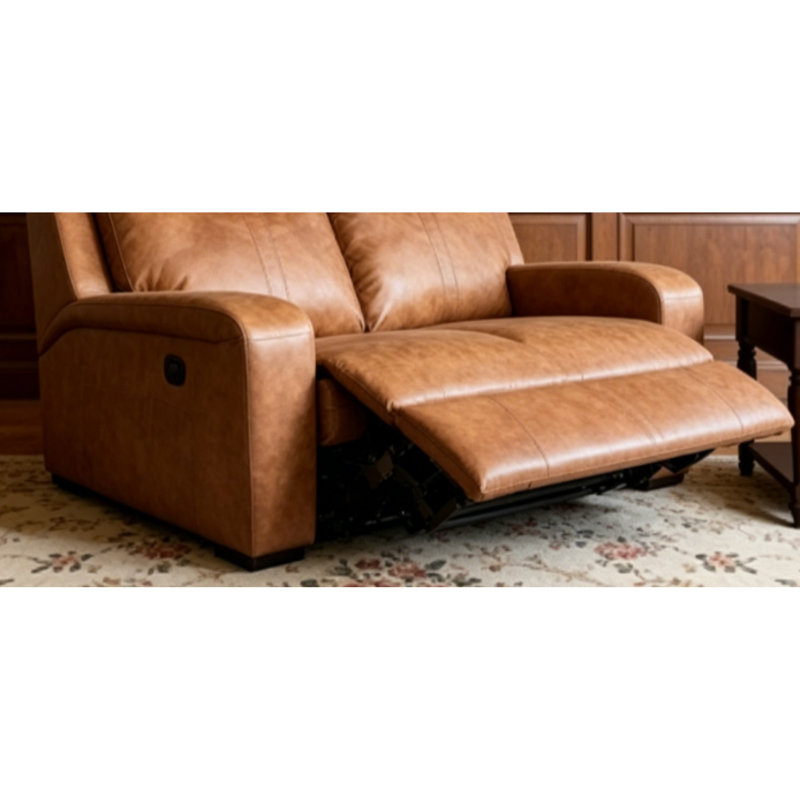 Modern Reclining Sofas, Brown PU Leather Adjustable Loveseat for Home