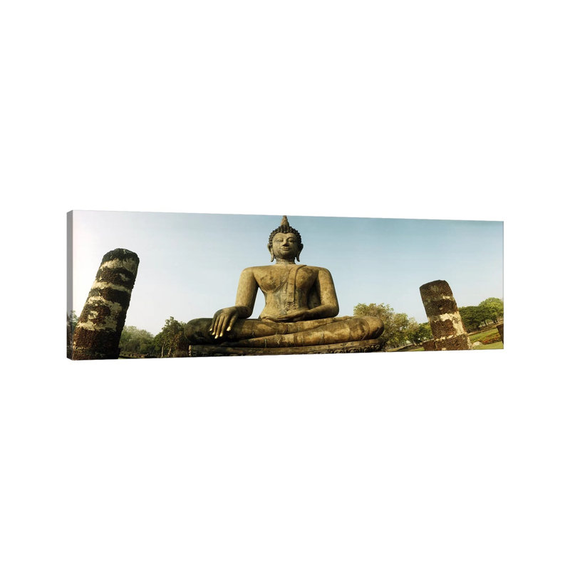 Low Angle View Of A Statue Of Buddha, Sukhothai Historical Park, Sukhothai, Thailand by Panoramic Images - Wrapped Canvas Panoramic Print