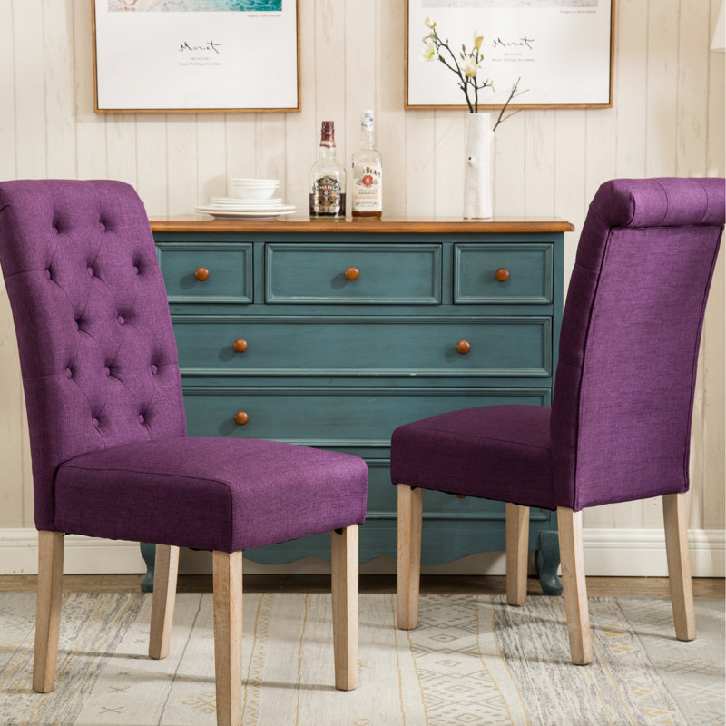 Salle à manger mauve en bois massif, 2 chaises, dossier élégant et dossier élégant