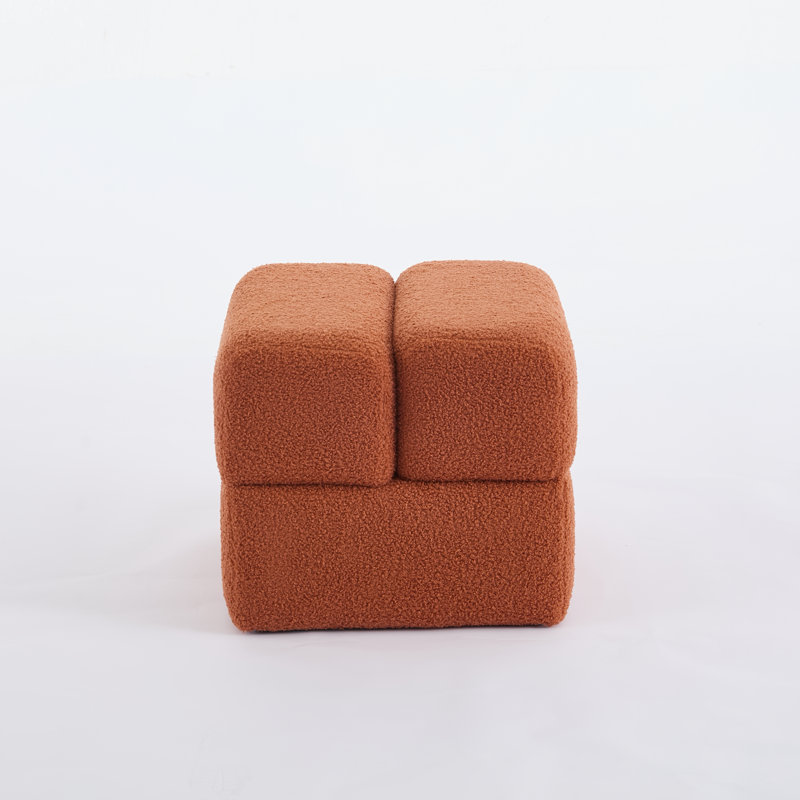 Robertas 18.5'' Wide Sherpa Ottoman, Orange
