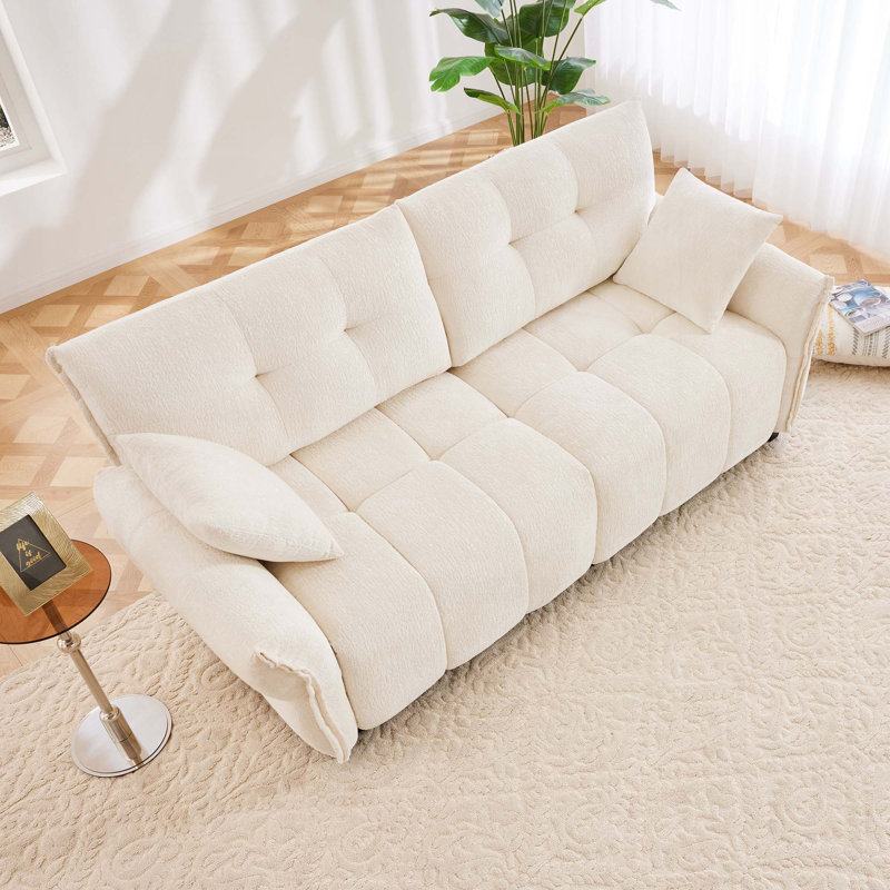 Canapé, canapé rembourré pour salon, bureau, hôtel, Blanc, H 35,4 po x l 78,7 po x P 33,4 po, 2