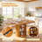 47-63" Extendable Round Dining Table for 4-8 People, Mid-Century Modern Kitchen Table with Storage Cabinet-128940713