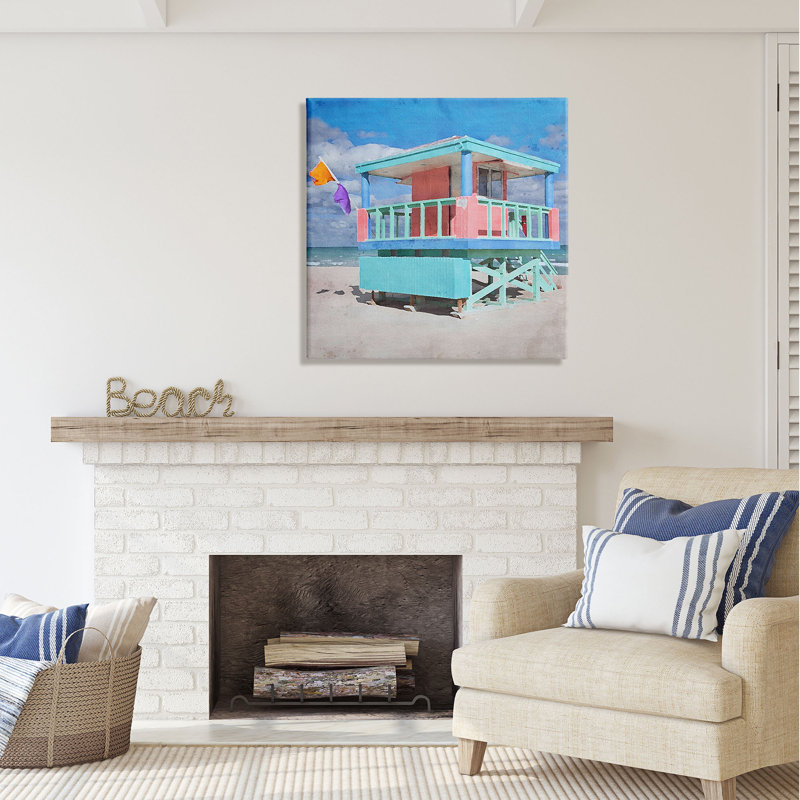Highland Dunes Blue Summer Beach Hut, estampe numérique de LSR Design Studio, H 30 po x l 30 po x P 1,5 po