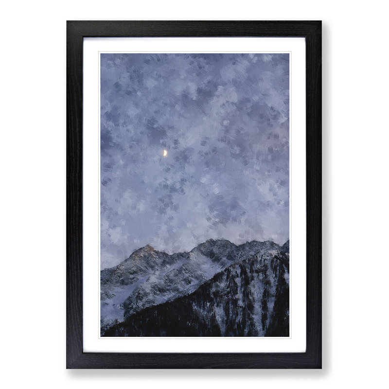 Half a Moon - Picture Frame Painting Print, Black Framed, 33cm H x 24cm W x 2cm D