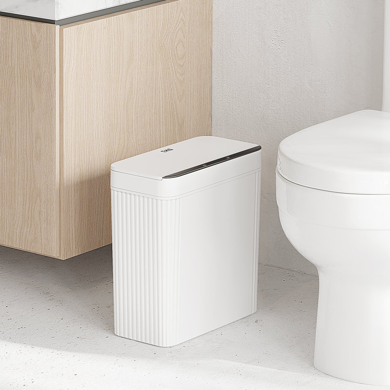 EKO Brio Motion Sensor Trash Can, 10L in White Compact Design, Fingerprint Resistant Trash Bin for Effortless Waste Disposal