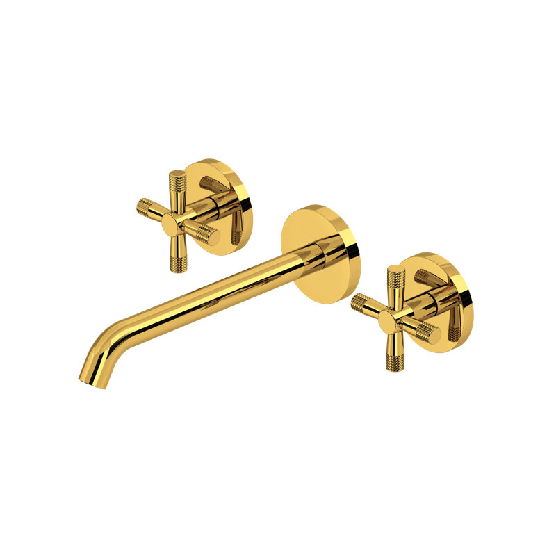 Amahle Wall Mounted Lavatory Faucet Trim, Unlacquered Brass