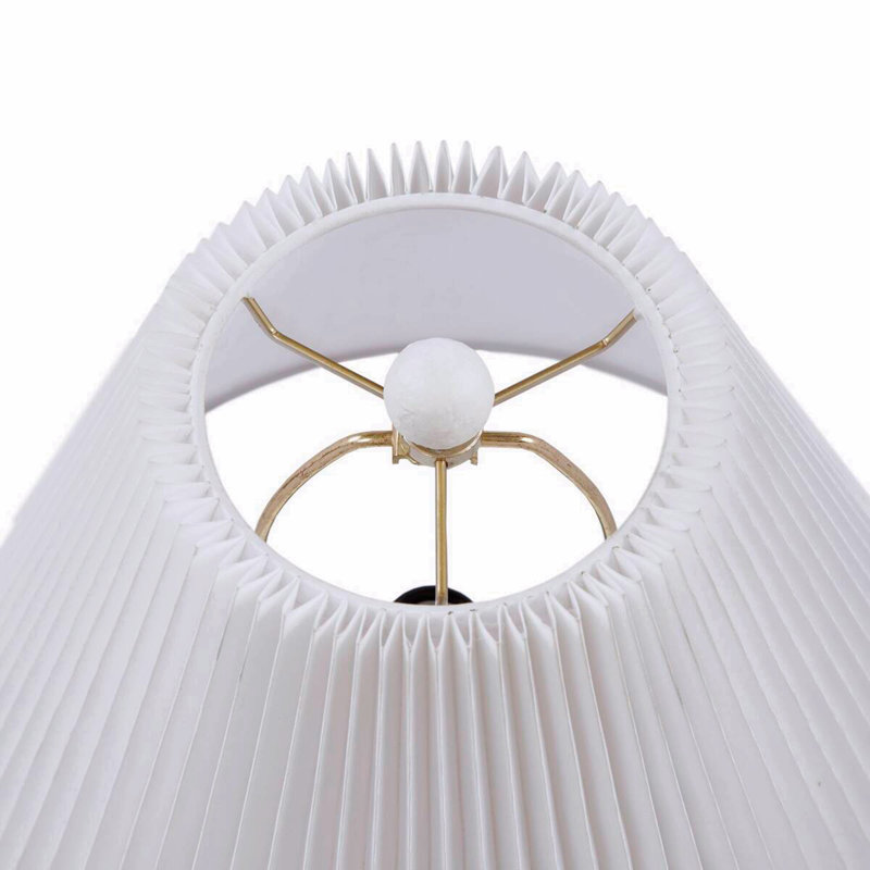 Lampe de table en céramique avec abat-jour en tissu cannelé