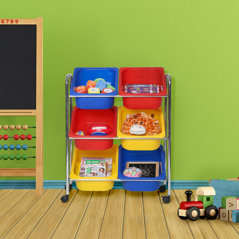 Multicolor 6-Bin Rolling Utility Organizer Storage Cart