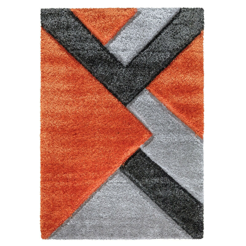 Hunley Geometric Hand Woven Shag Area Rug, Rectangle 160 cm x 230 cm