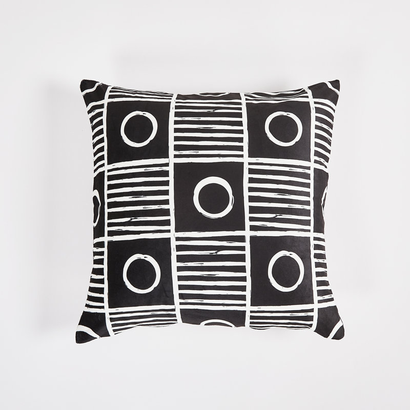 Geometric Black Throw Pillow 20"