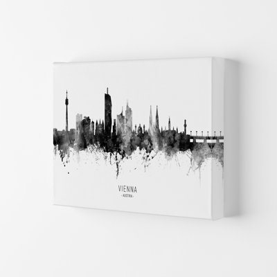 Vienna Austria Skyline Black White City Name by Michael Tompsett - Print