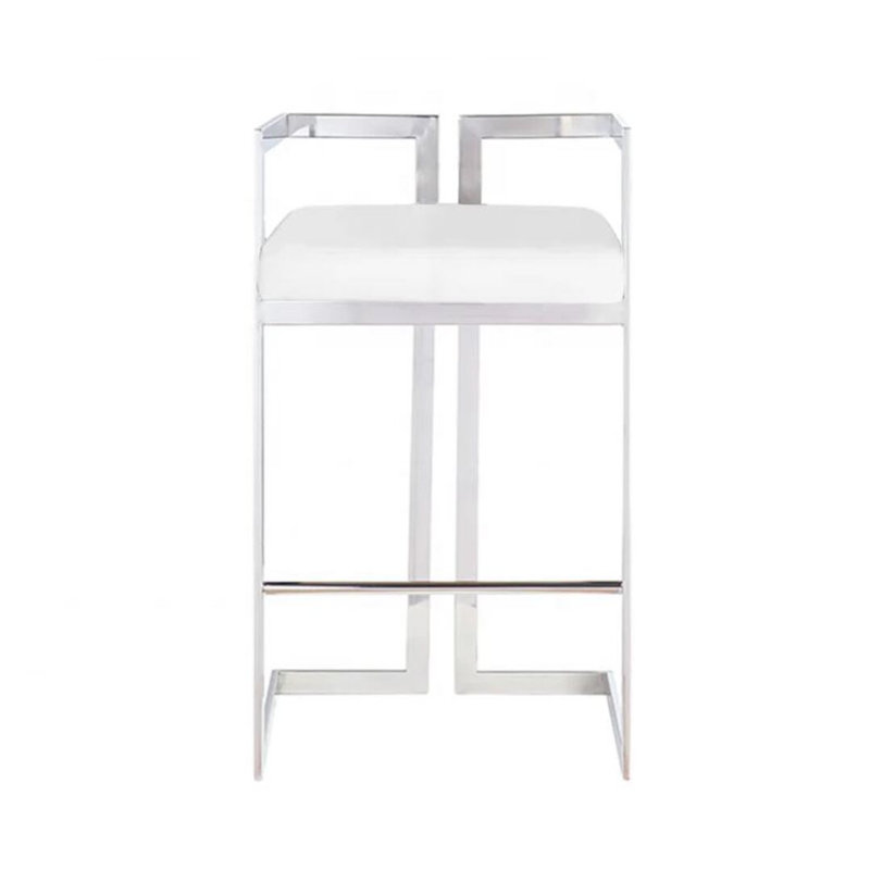 Tabouret Mishra Pu, Blanc, Chrome chrome
