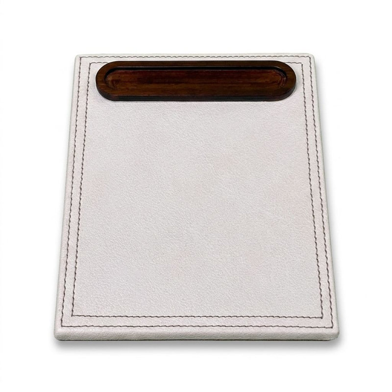 Leather Notepad Holder, Ivory/Brown