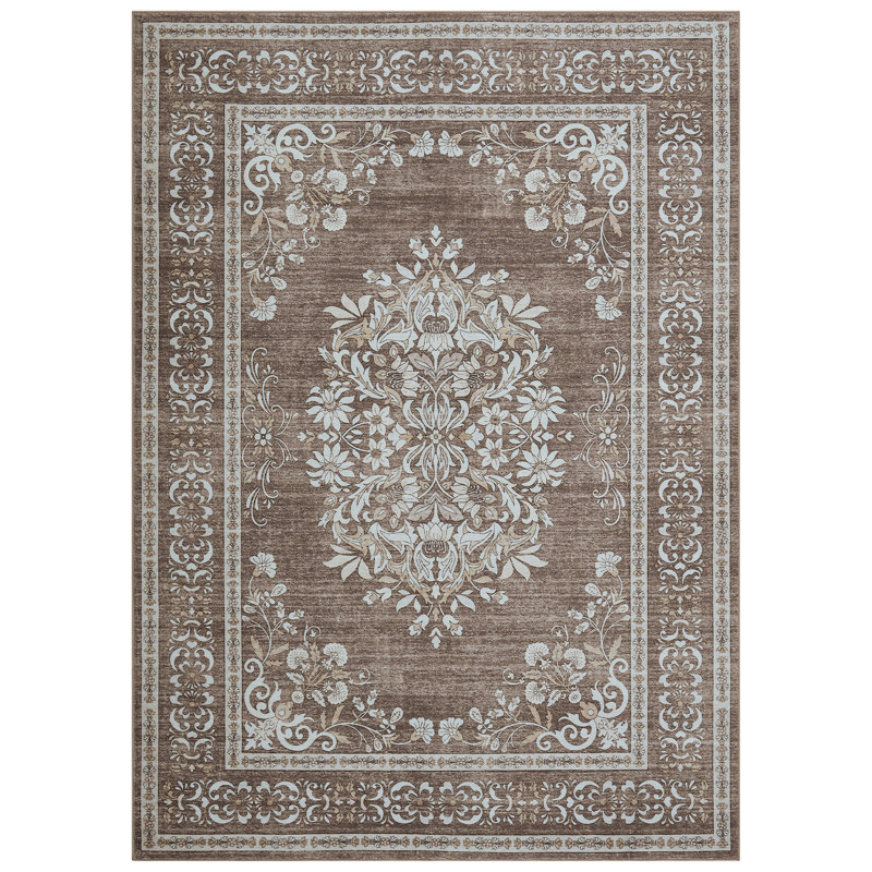 Area Rugs Living Room Washable Vintage Rug Neutral Non-Slip Soft Stain Resistant Indoor Carpet for Bedroom Nursery Dining Room