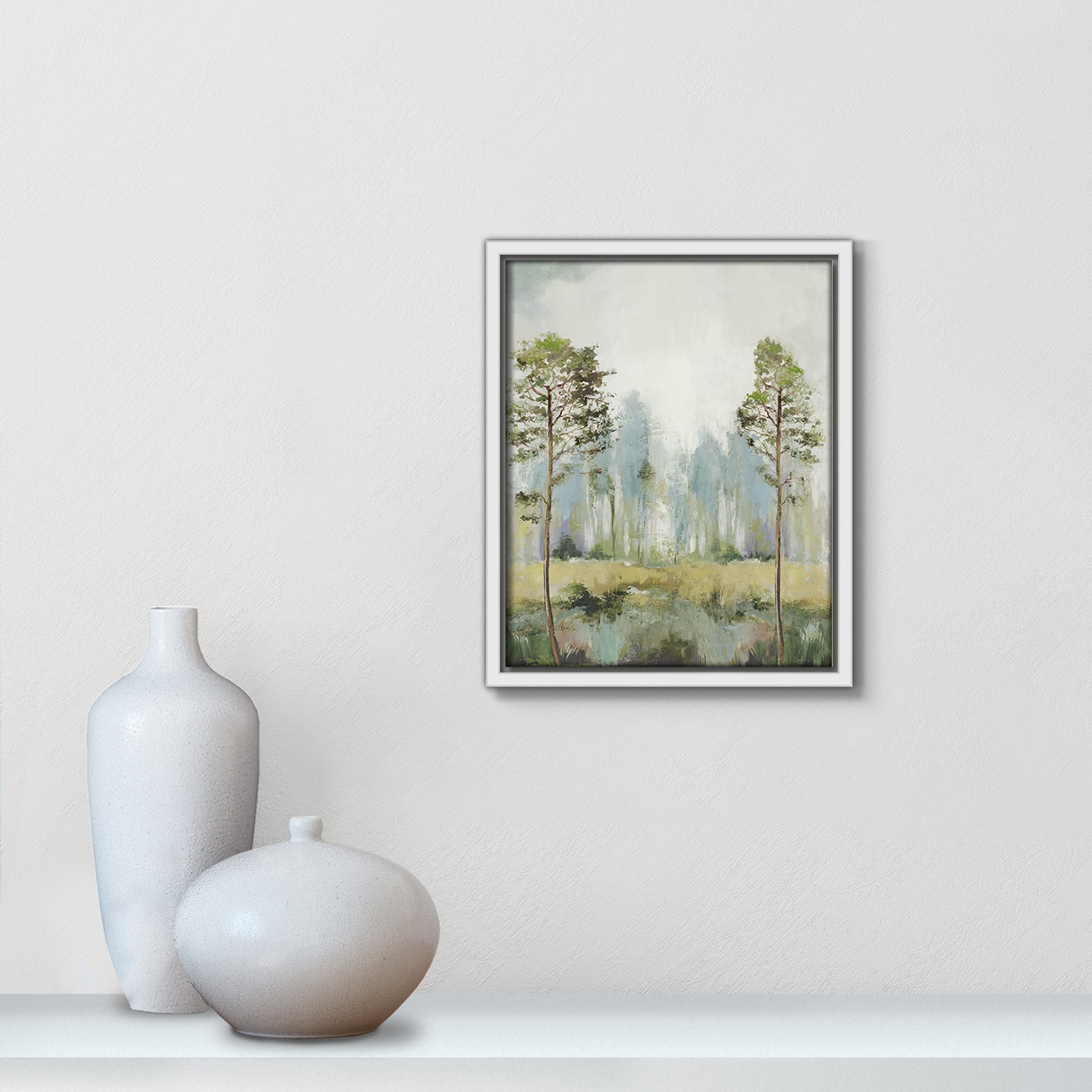 Teton "Tall Green Trees II" Print by Allison Pearce, 11.5" H x 9.5" W, White