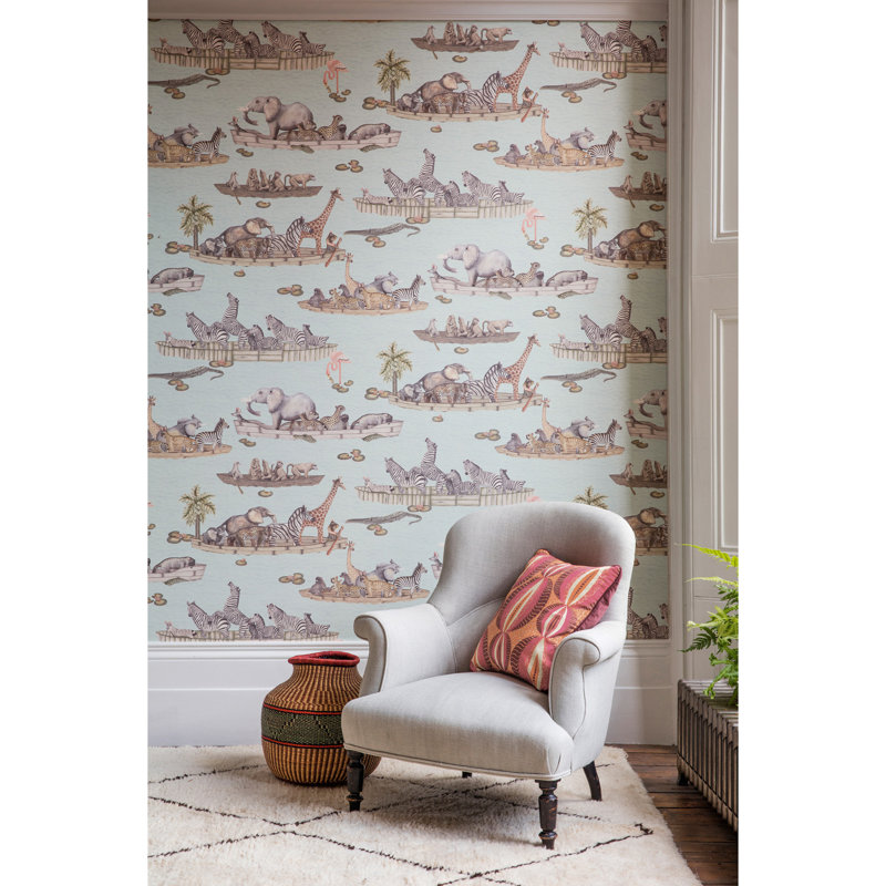 Ardmore Wallpaper Roll, Mint/Back/Bown