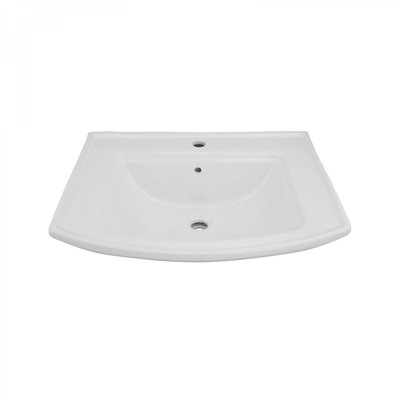 Lavabo de salle de bain mural blanc avec trop-plein