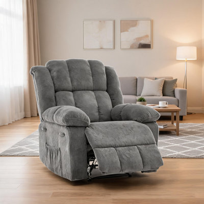 Oversized Recliner Accent Chair for Adults, 150° Manual Recliner with Extra Wide Ergonomic Design, Upholstered Reading Chair for Living Room & Bedroom