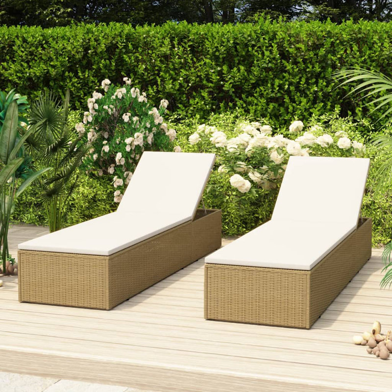 Nidhin Outdoor Chaise Lounge , Cushion Included, Dark Gray, Brown