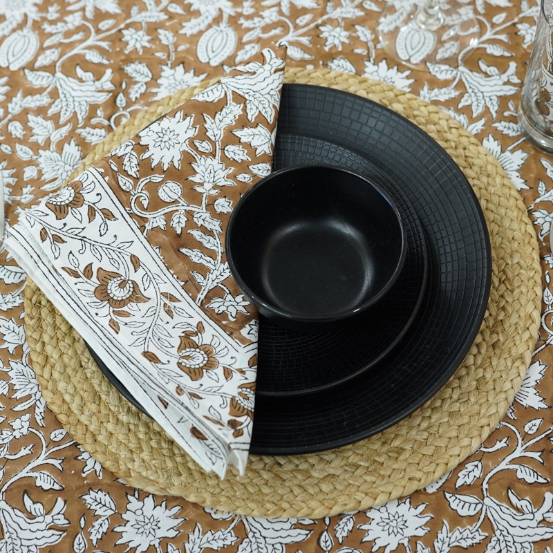 Fabdivine 18X18 Inch Handcrafted Block Print Napkin Perfect Cotton for Special Dining Moments- Manikarnika