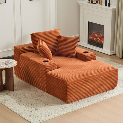 Boneless Oversized 66.14" Upholstered Chaise Lounge Chair With Pillow