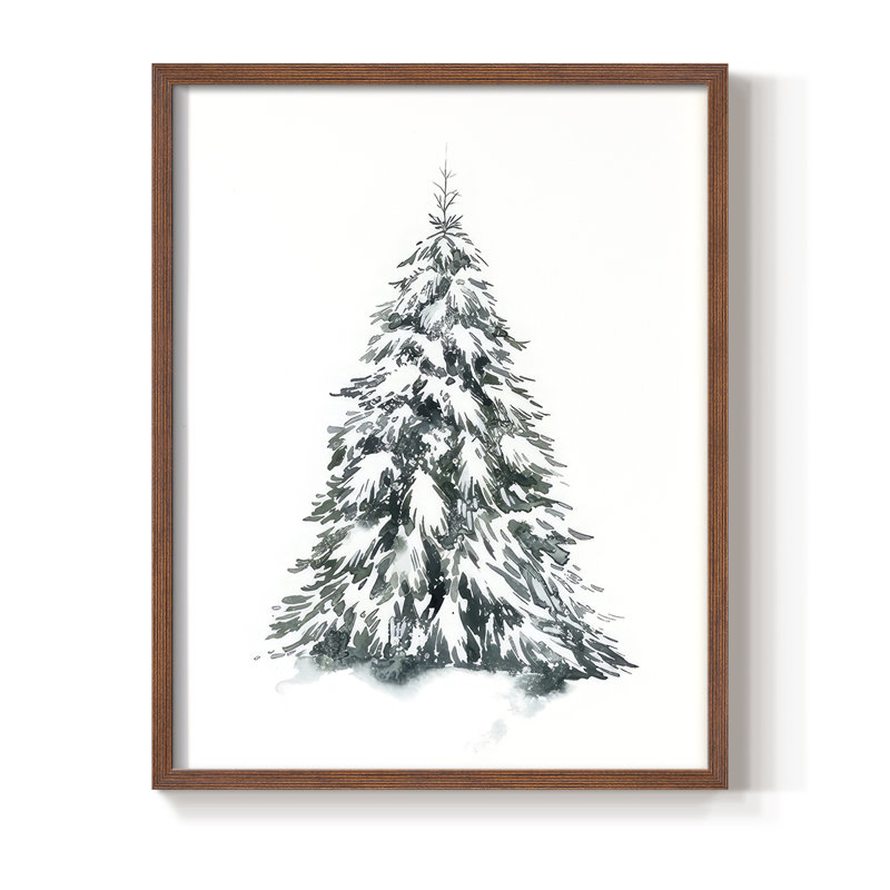 Épinette bleue II, reproduction encadrée - bois massif, H 11 po x l 9 po, Noyer