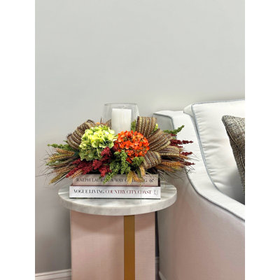 Keffer Hydrangea Fall Centerpiece with Candleholder