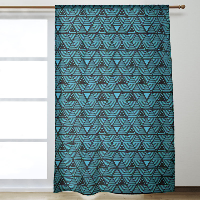 Jordao Room Darkening Curtain Single Panel, Teal/Black