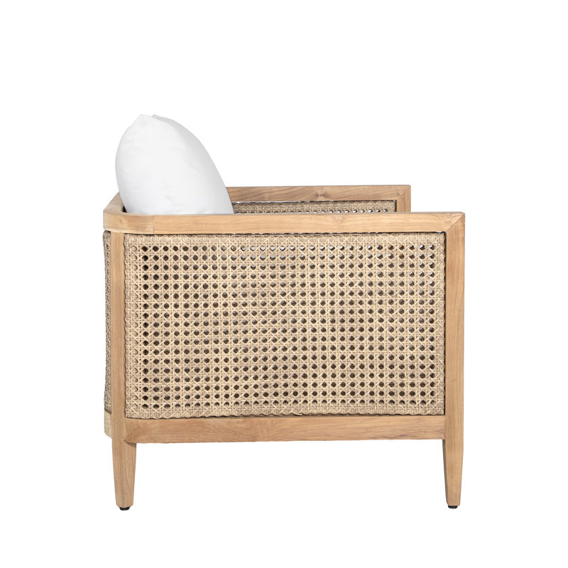 Playa N-Dura Ultra Resin Wicker Outdoor Lounge Chair, No Welt + Dream Fill, Check Plaid Reef