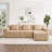 Corduroy Modern 3-Seat Deep Seat Boneless Sofa With 3 Throw Pillows & 1 Movable Ottoman-1182539316