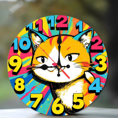 Colorful Cat Clock