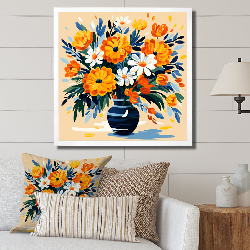 Bouquet de fleurs bohème Henri Matisse, 30" H x 30" W, Silver Picture Framed