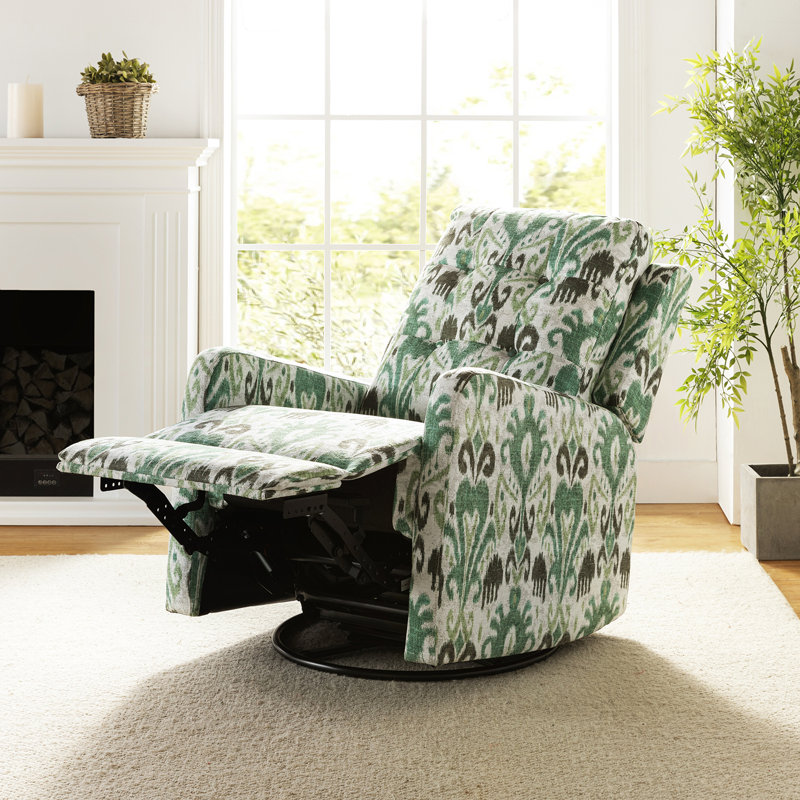 Prescot 26.77" W Pocket Spring Tufted Manual Swivel Rocker Recliner , Turquoise 100% Polyester